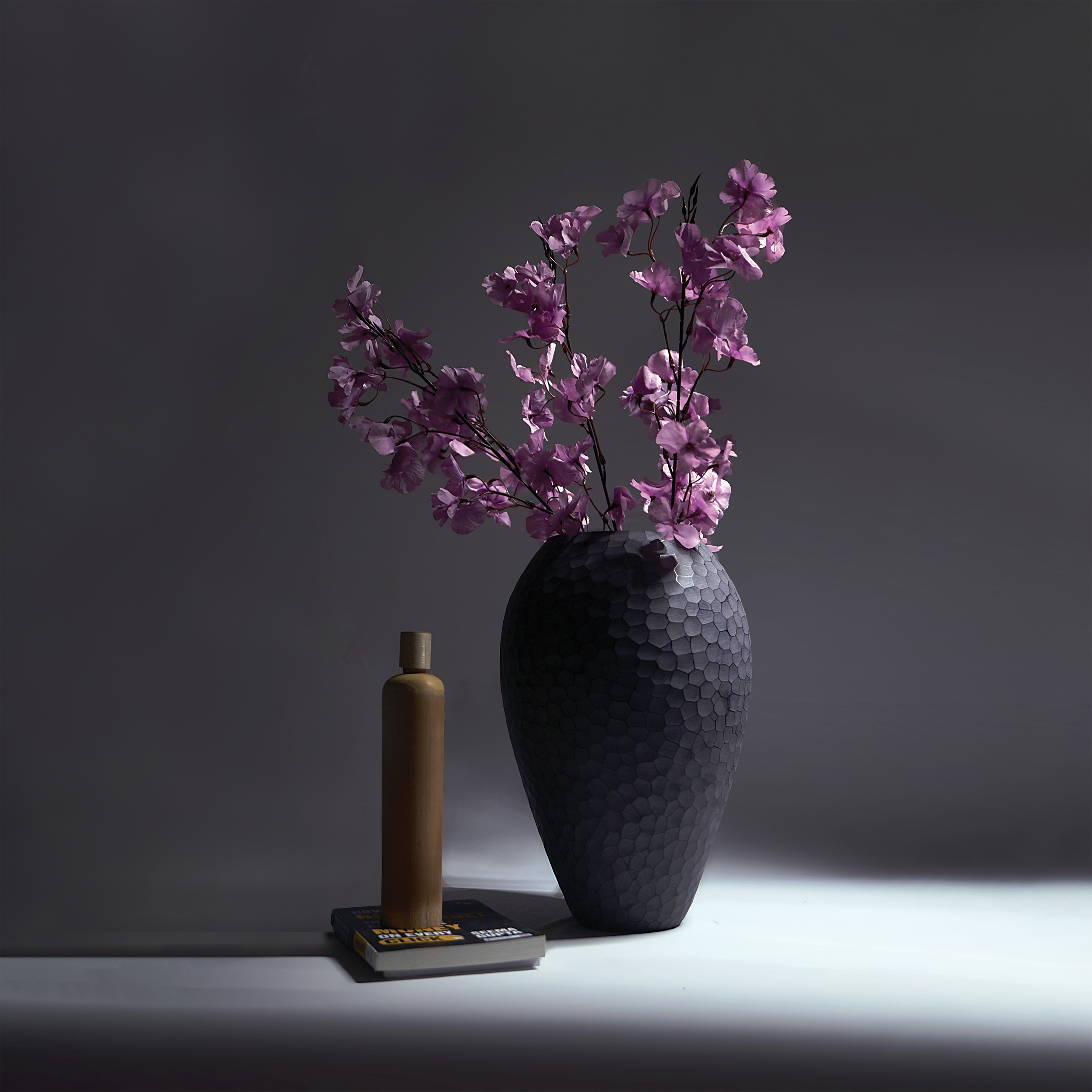 Hexa: Honeycomb Pattern Violet Geometric Floor Glass Vase