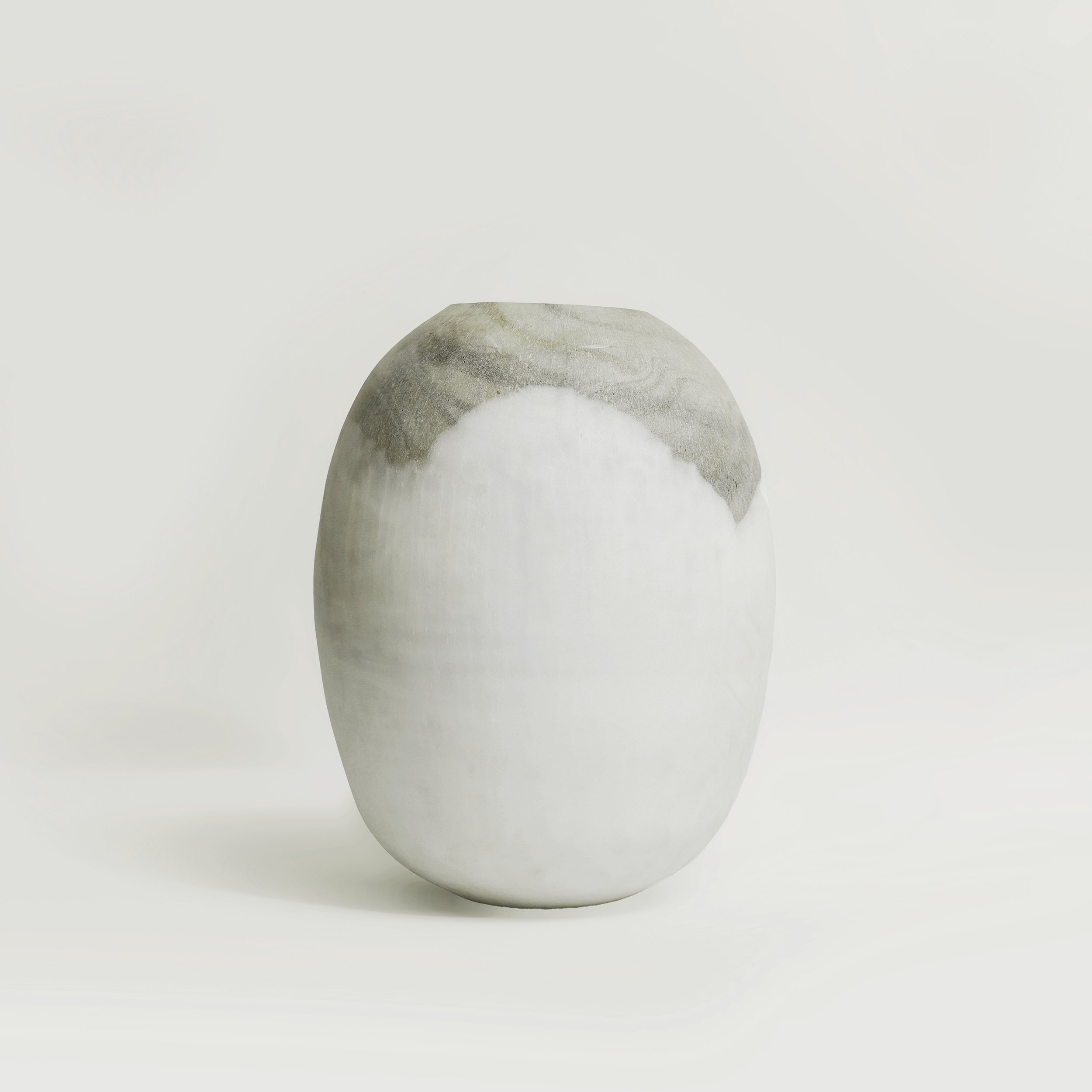 Moonstone: White and Grey Marbled Stone Minimalist Styled Glass Vase