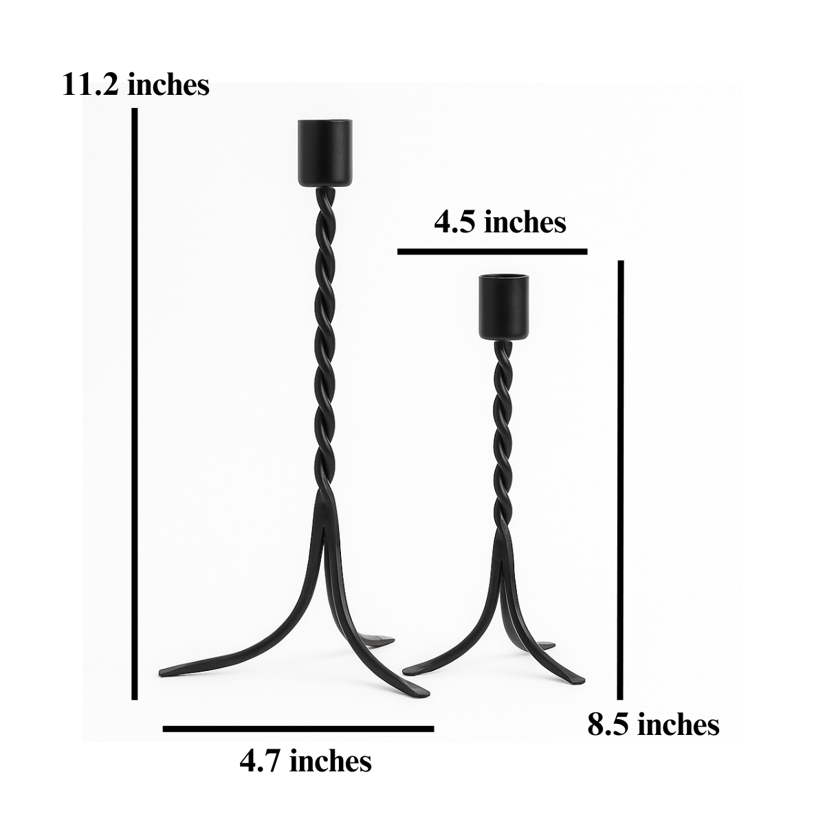 Ebon Spire – Twisted Metal Candle Holder Set (Set of 2)