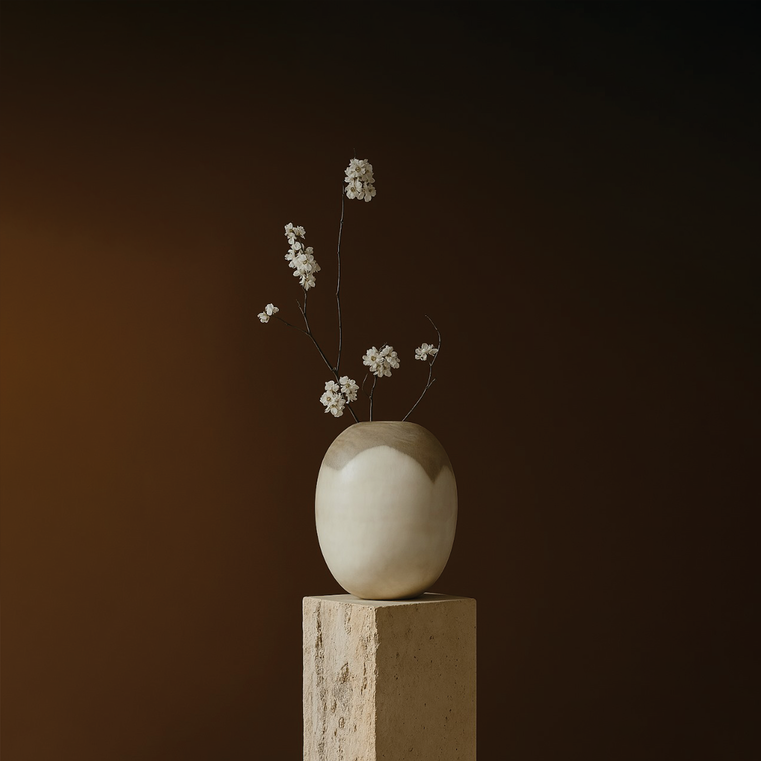 Moonstone: White and Grey Marbled Stone Minimalist Styled Glass Vase