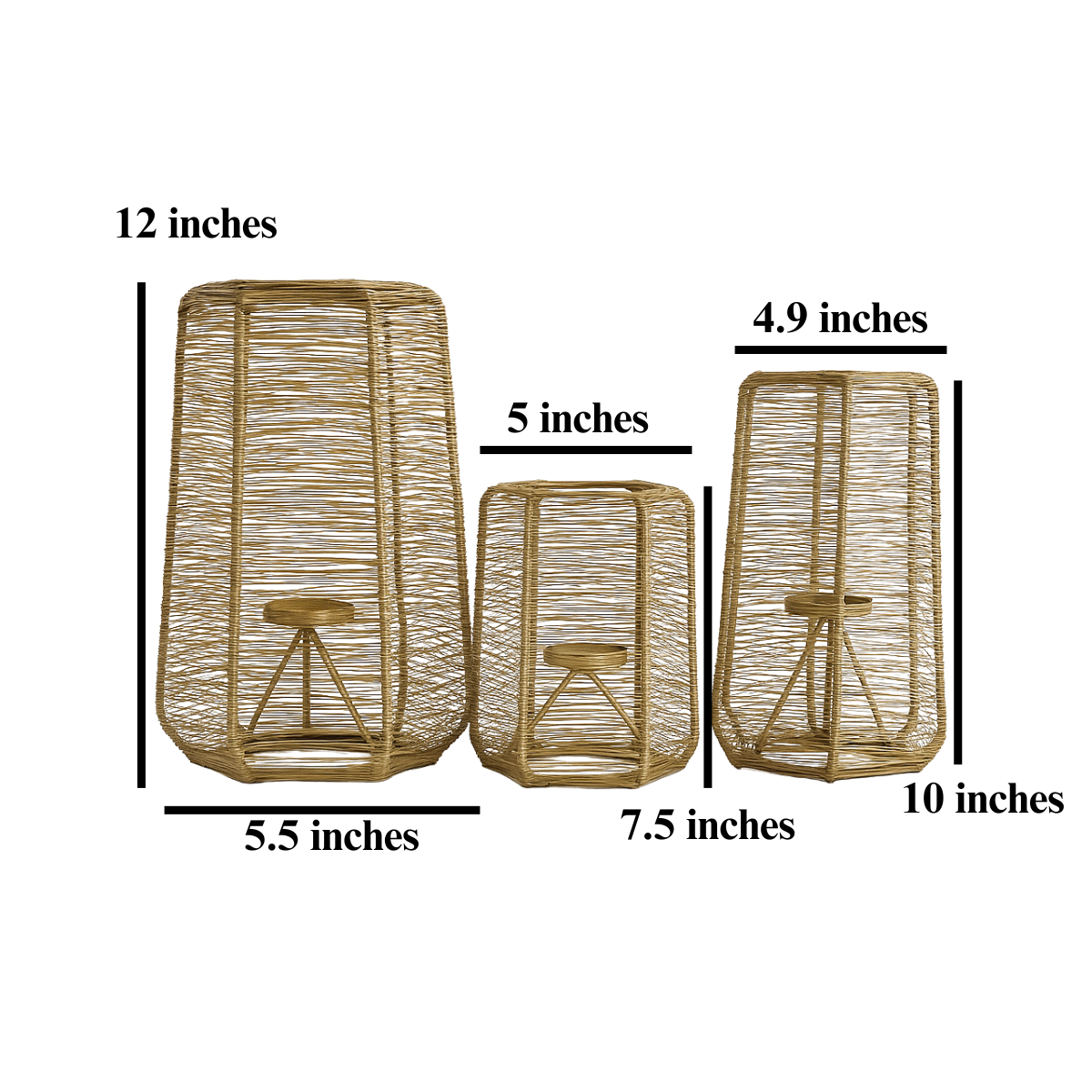 Dusklight Weave: Golden Outdoor Lanterns (Set of 3)