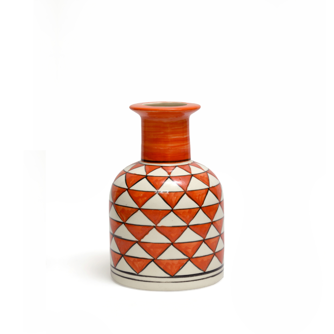 Ruby: A Crimson Jaipur Pottery Hand Painted Ceramic Vase