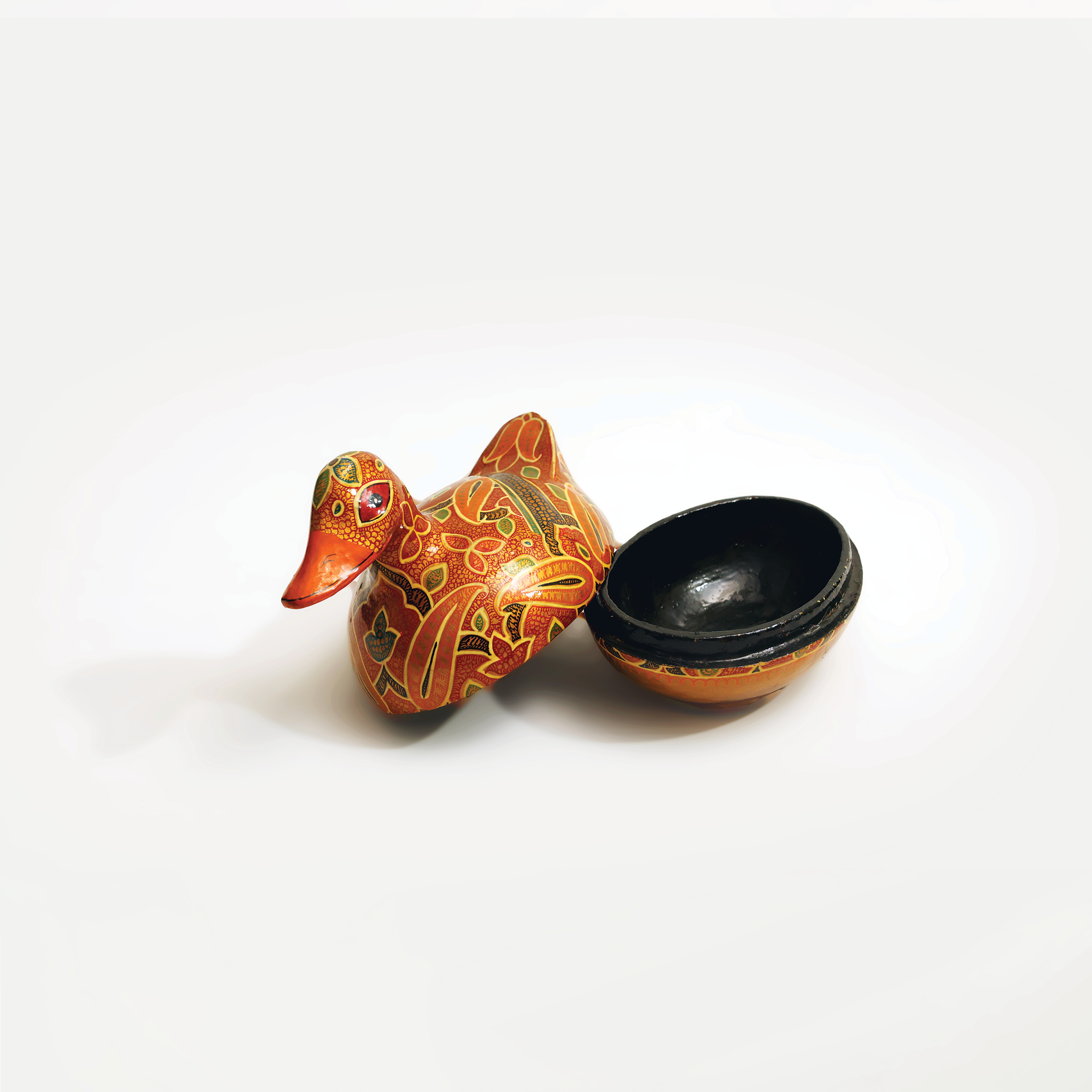 Sapphire: Roshan Saher Batakh - A duck shaped kashmiri trinket case.