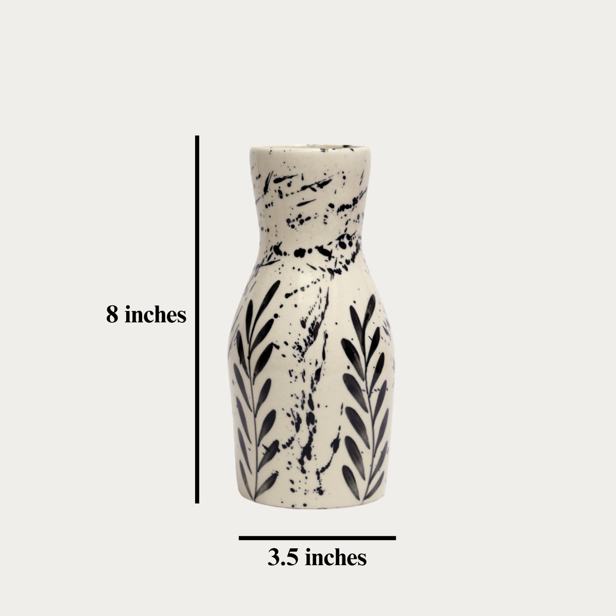 Noir Blanc Ceramic Vase - The Art of Contrast in Hand-Painted Indian Pottery.