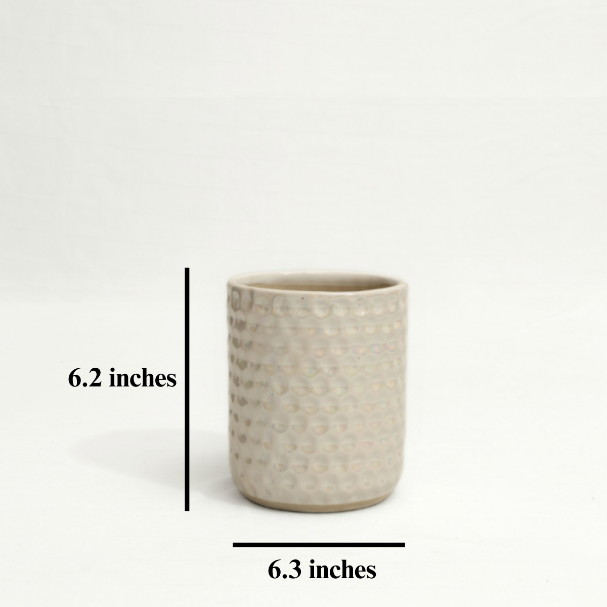 Dottie Planter: Tiny Table Top Pearly White Ceramic Dotted Planter