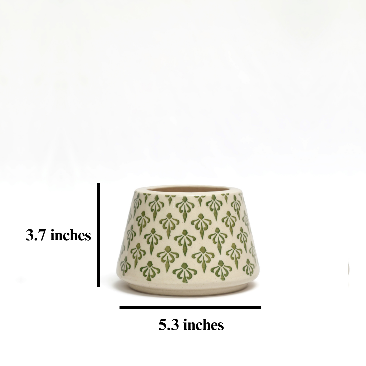 Latika: Tiny Table Top Cream Ceramic Planter with Leafy Motifs