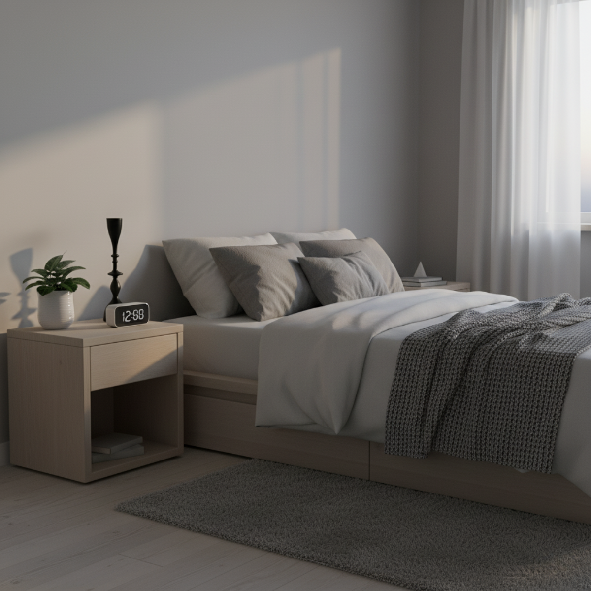 Facet Lumina – Modern Abstract Taper Stand in Midnight Hue (Large)