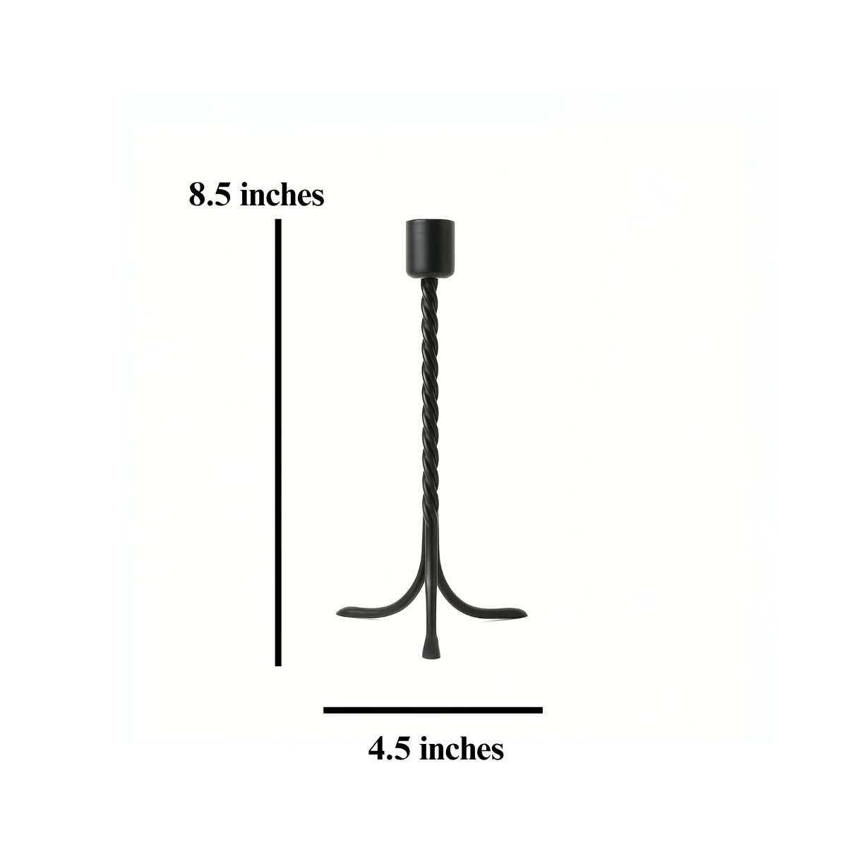 Obsidian Twist – Twisted Metal Candle Holder in Shadow Black (Small)