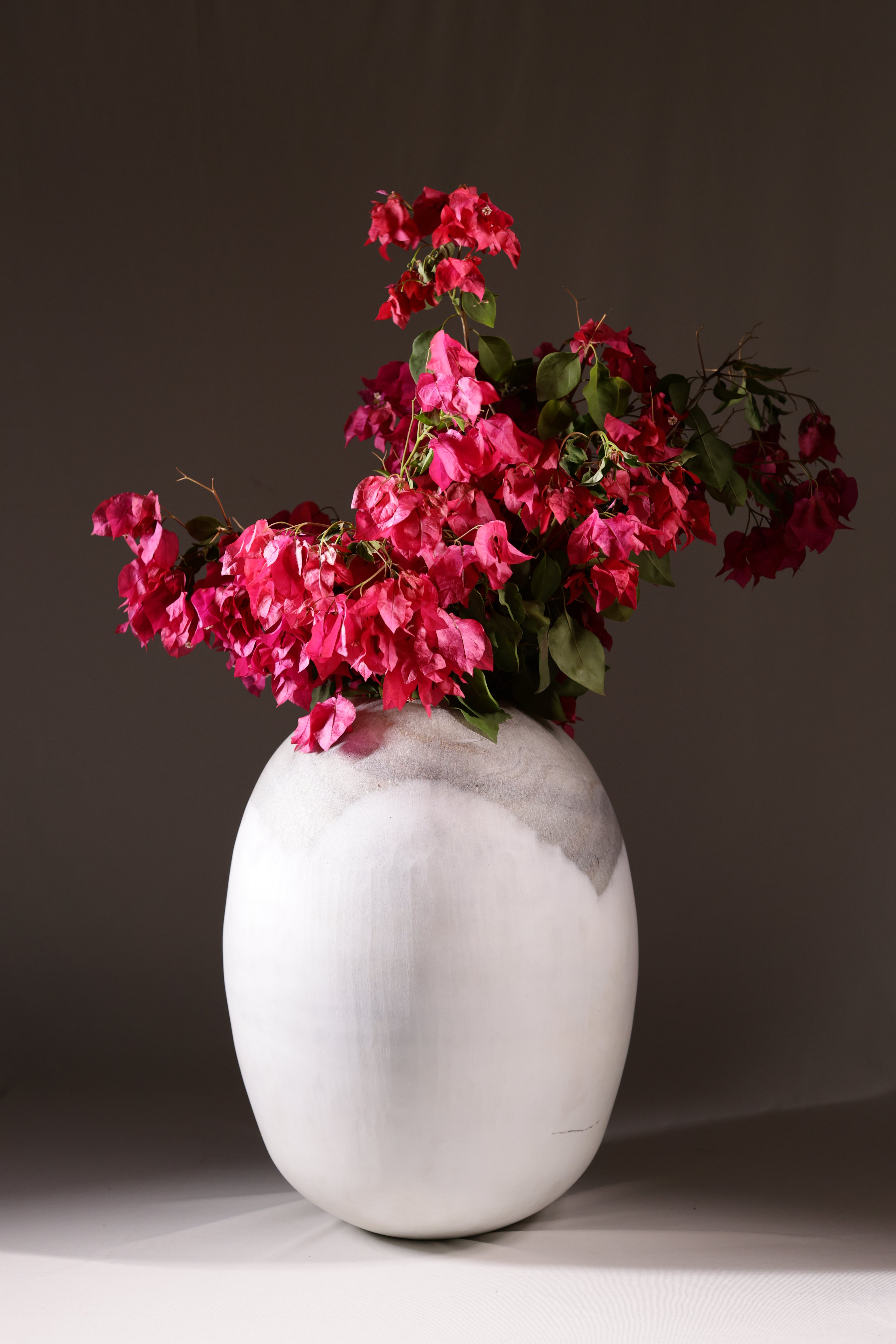 Moonstone: White and Grey Marbled Stone Minimalist Styled Glass Vase