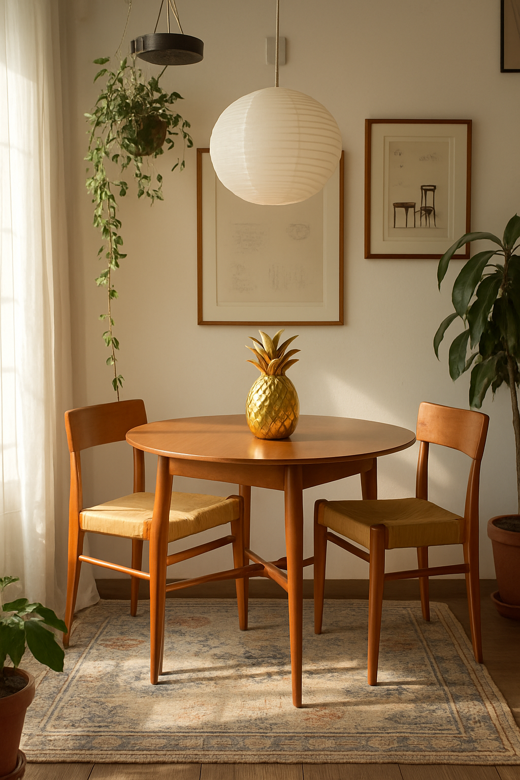 Sunburst: Tropical Gold (Set of 2) - Contemporary Pineapple shaped Metal Table Accent cum Candle Stand