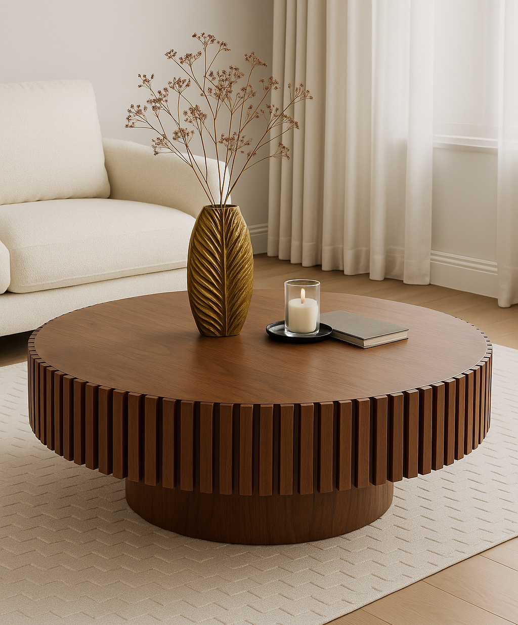 Nexus: An Ornate Leaf Vein Golden Metal Vase in Neoclassical style - Where Symmetrical Grandeur Embraces Natural Detail.