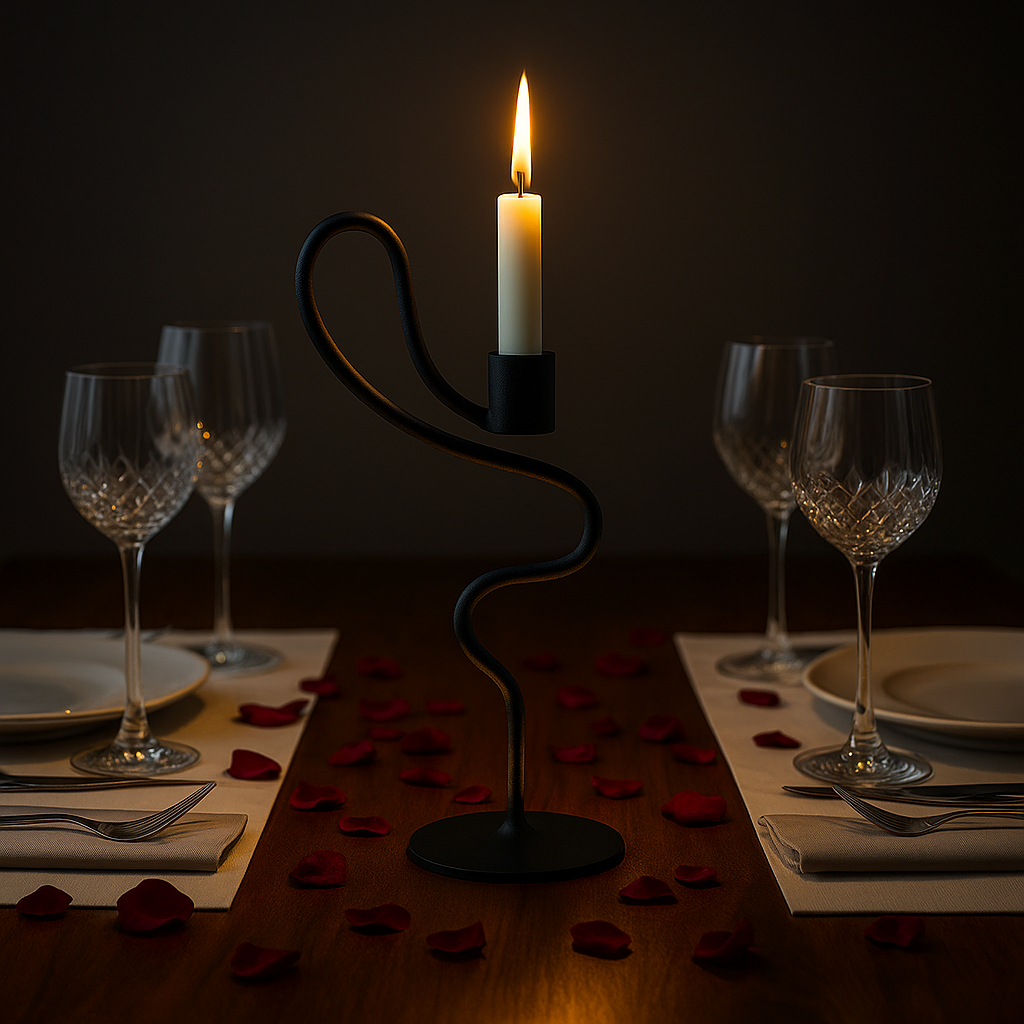 Rivulet Lumina – Flowing Curve Taper Stand in Deep Onyx