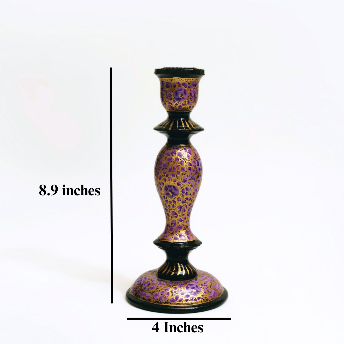 Minaret: Jamuni Shama Daan - A bright violet kashmiri papier mache tower shaped candle stand