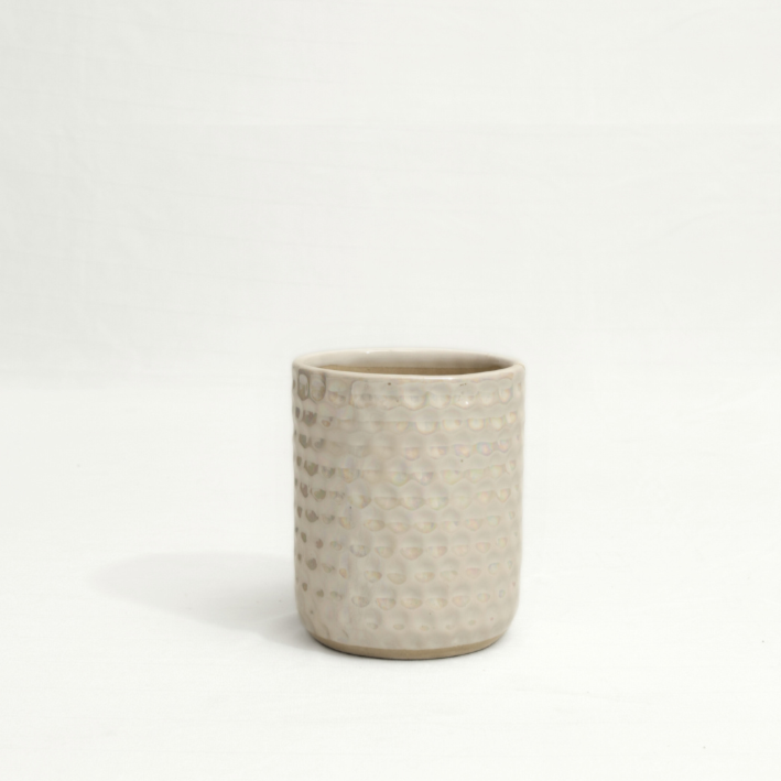 Dottie Planter: Tiny Table Top Pearly White Ceramic Dotted Planter