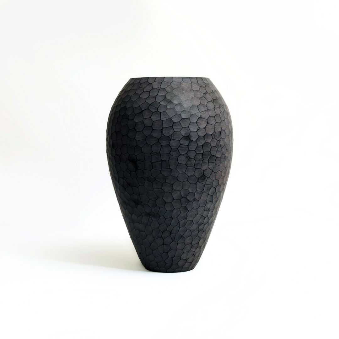 Hexa: Honeycomb Pattern Violet Geometric Floor Glass Vase