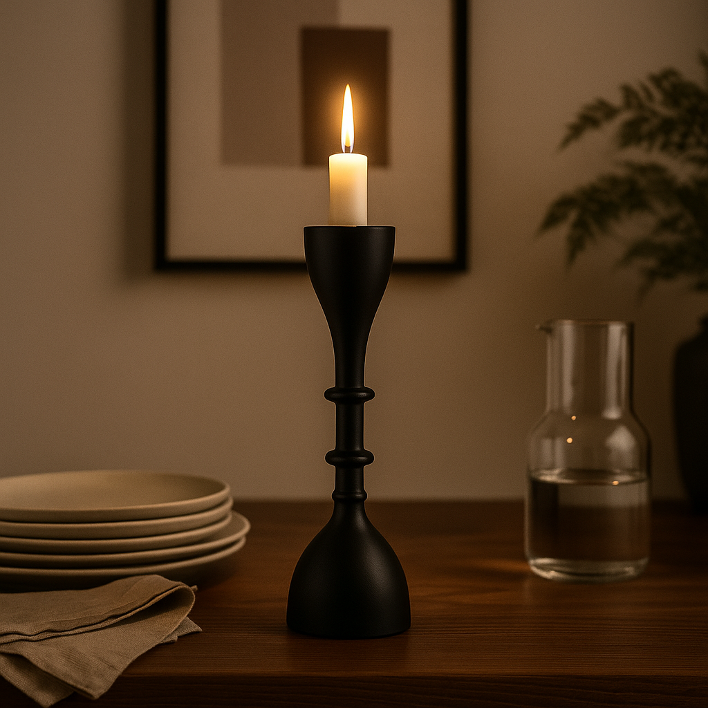 Formé Lumina – Classic Spindle Candle Holder in Midnight Hue (Small)