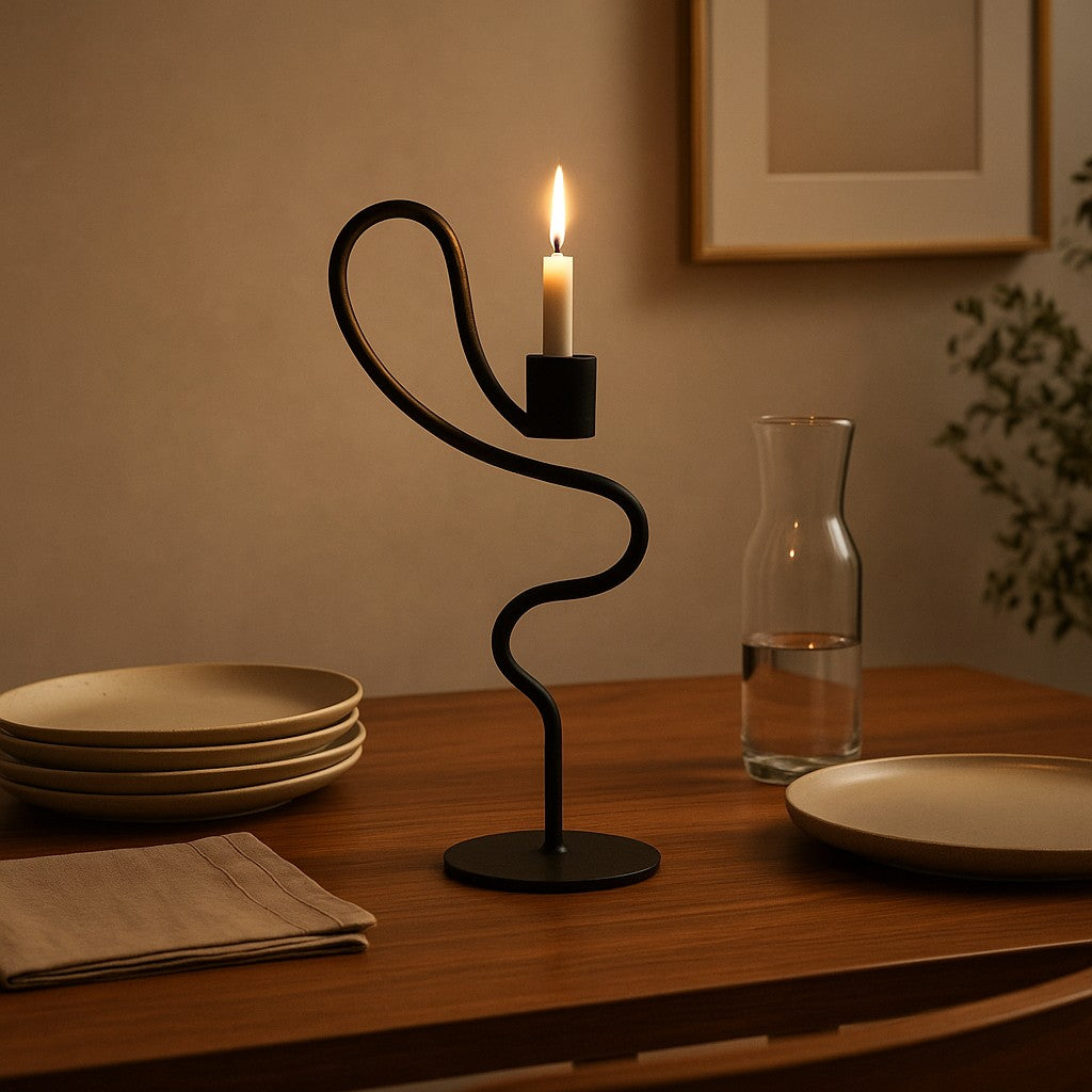 Rivulet Lumina – Flowing Curve Taper Stand in Deep Onyx