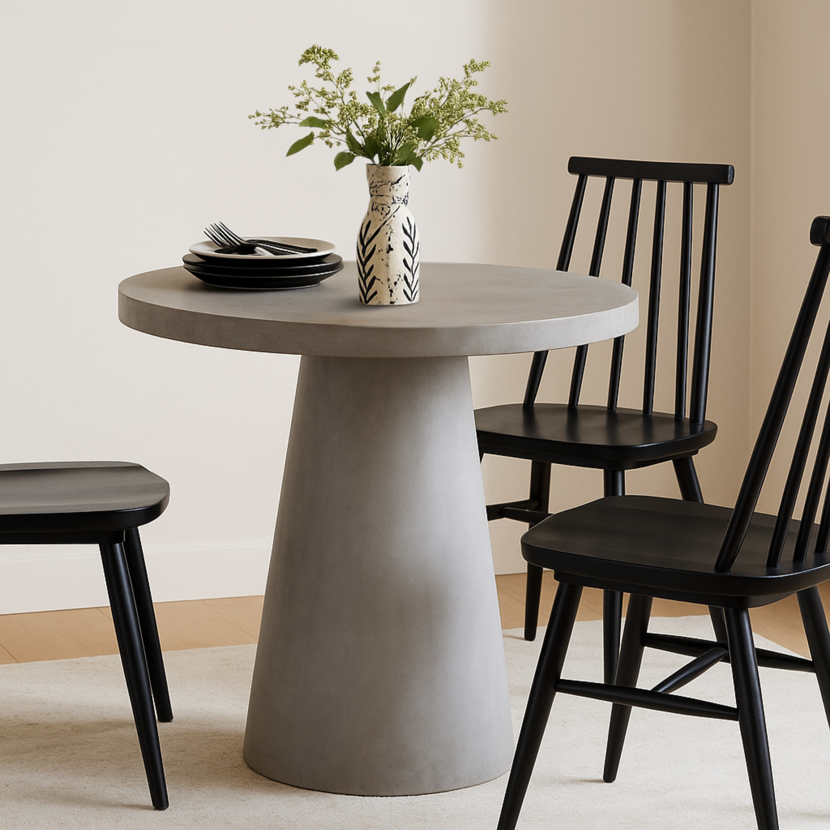 Noir Blanc Ceramic Vase - The Art of Contrast in Hand-Painted Indian Pottery.