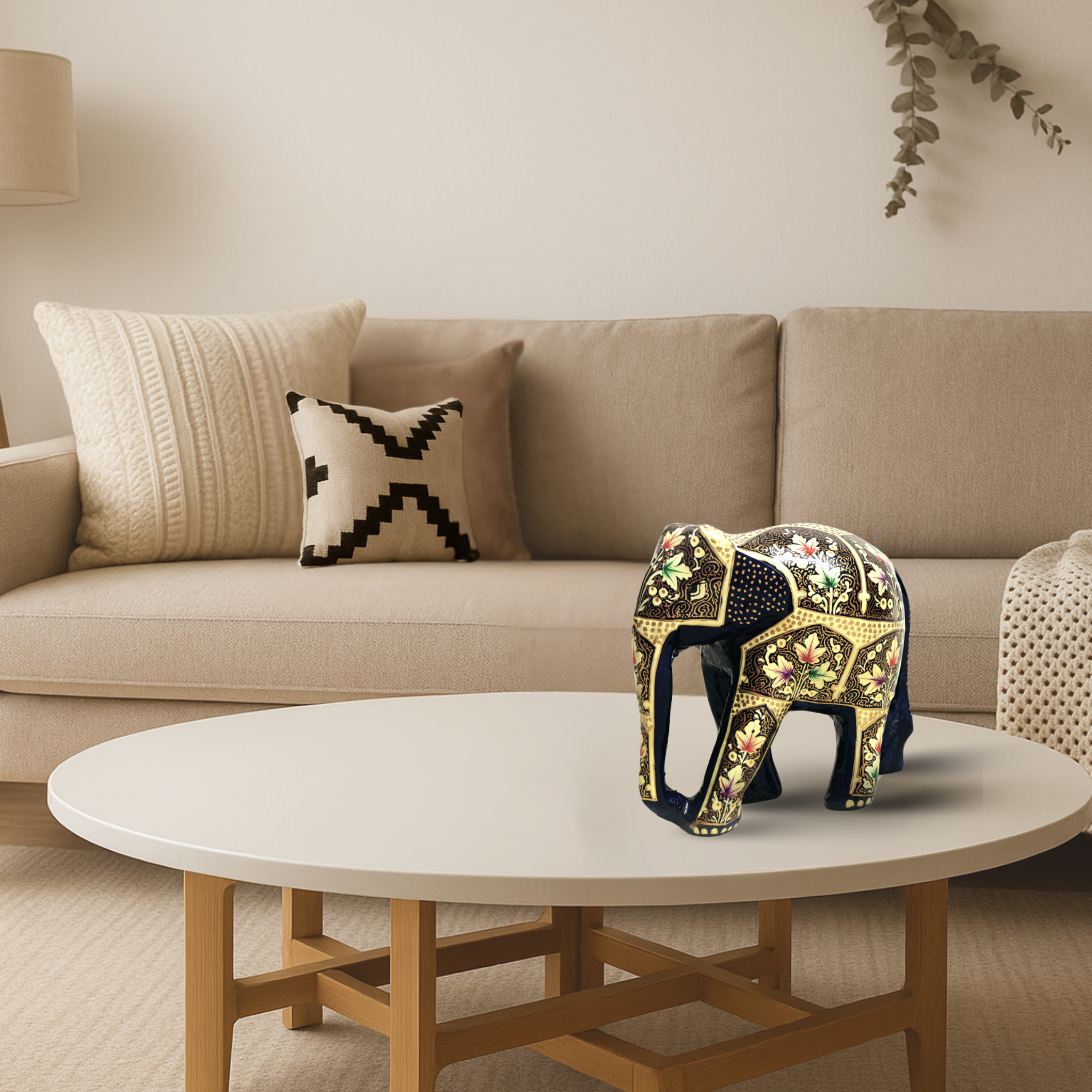 Zenith: Naqash-e-Gul Elephant Medium - A Kaleidoscope of Kashmiri Artistry.