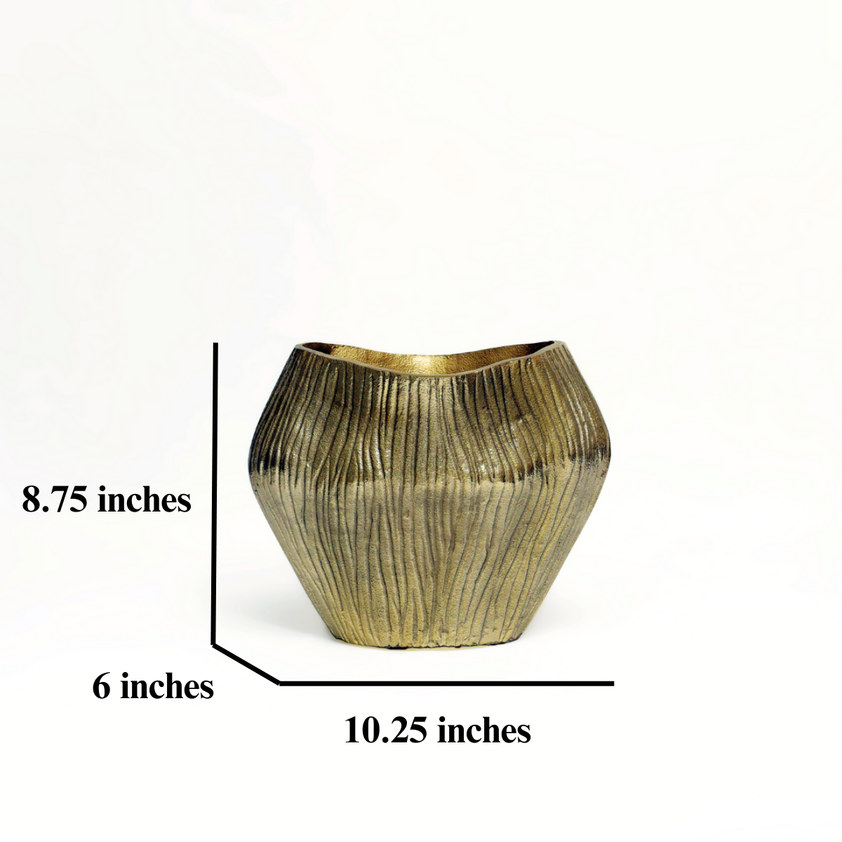 Grace: Gilded Metal Vase in Neoclassical style with Fluted Pattern -  Symphony of Line and Light.
