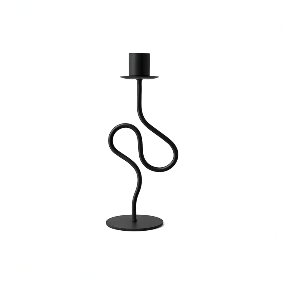 La Courbe Celeste Lumina – Elegant Wavy Candle Holder in Deep Onyx