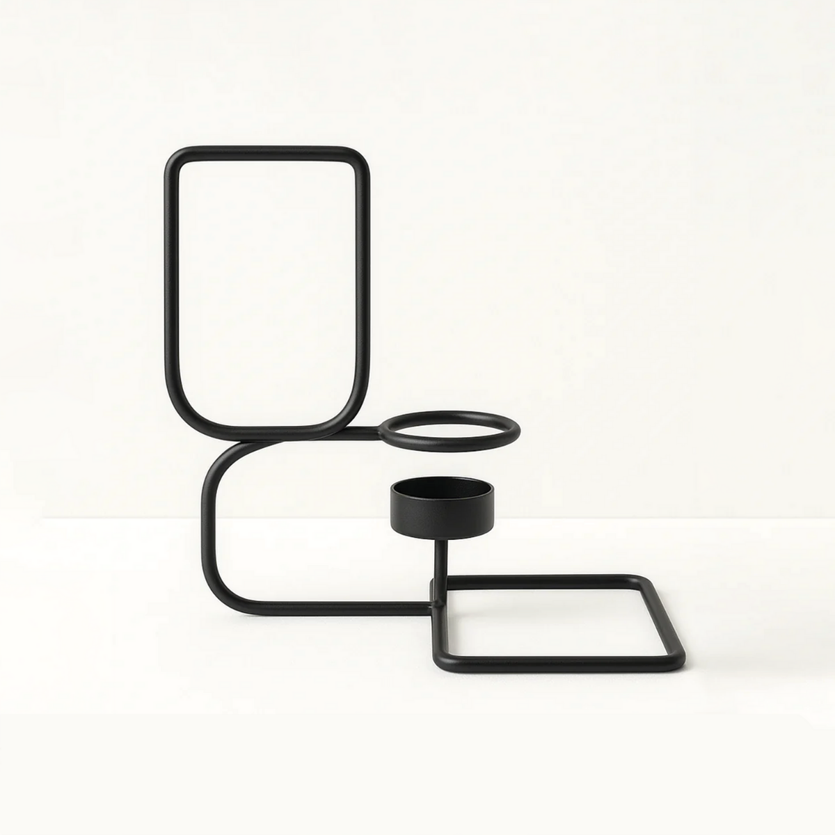 Architectural Glow – Contemporary Frame Candle Holder in Midnight Finish