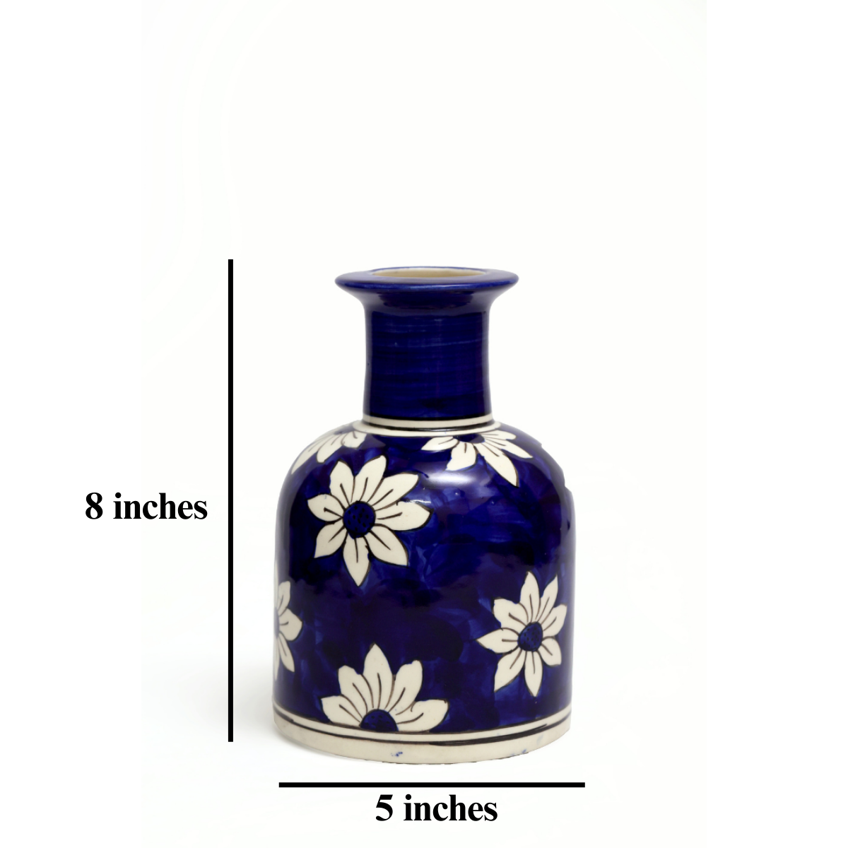 Gul-e-Bahaar Guldasta: Daisies in Mughal Artistry in Hand Painted Ceramic Vase