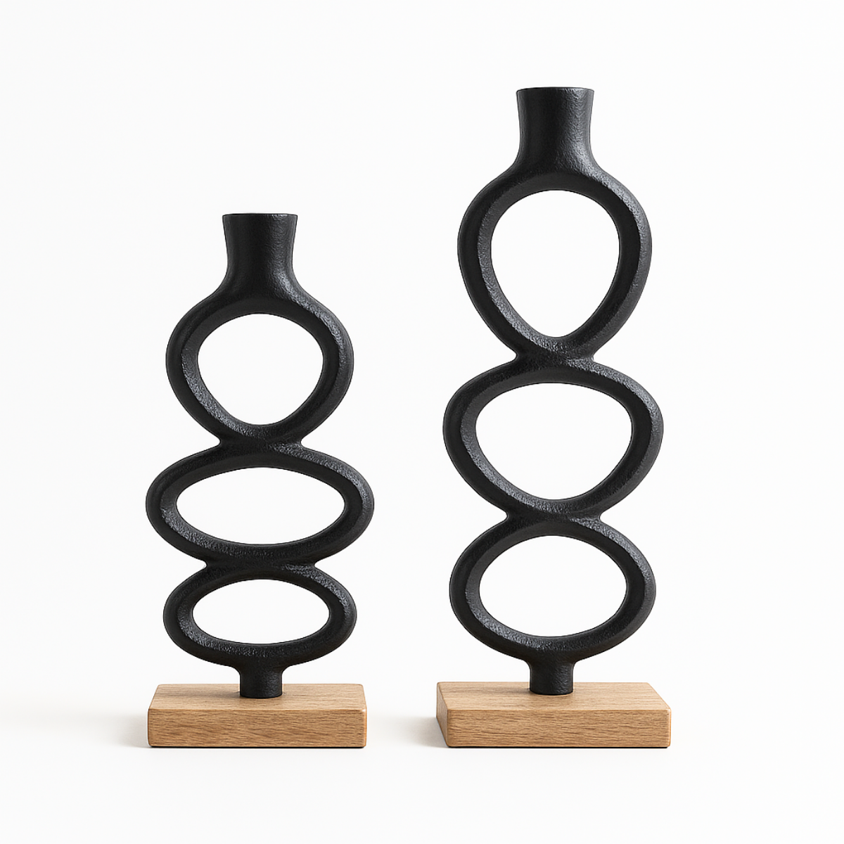 Anello Nero - Metal Loop Candle Stand (Set of 2)