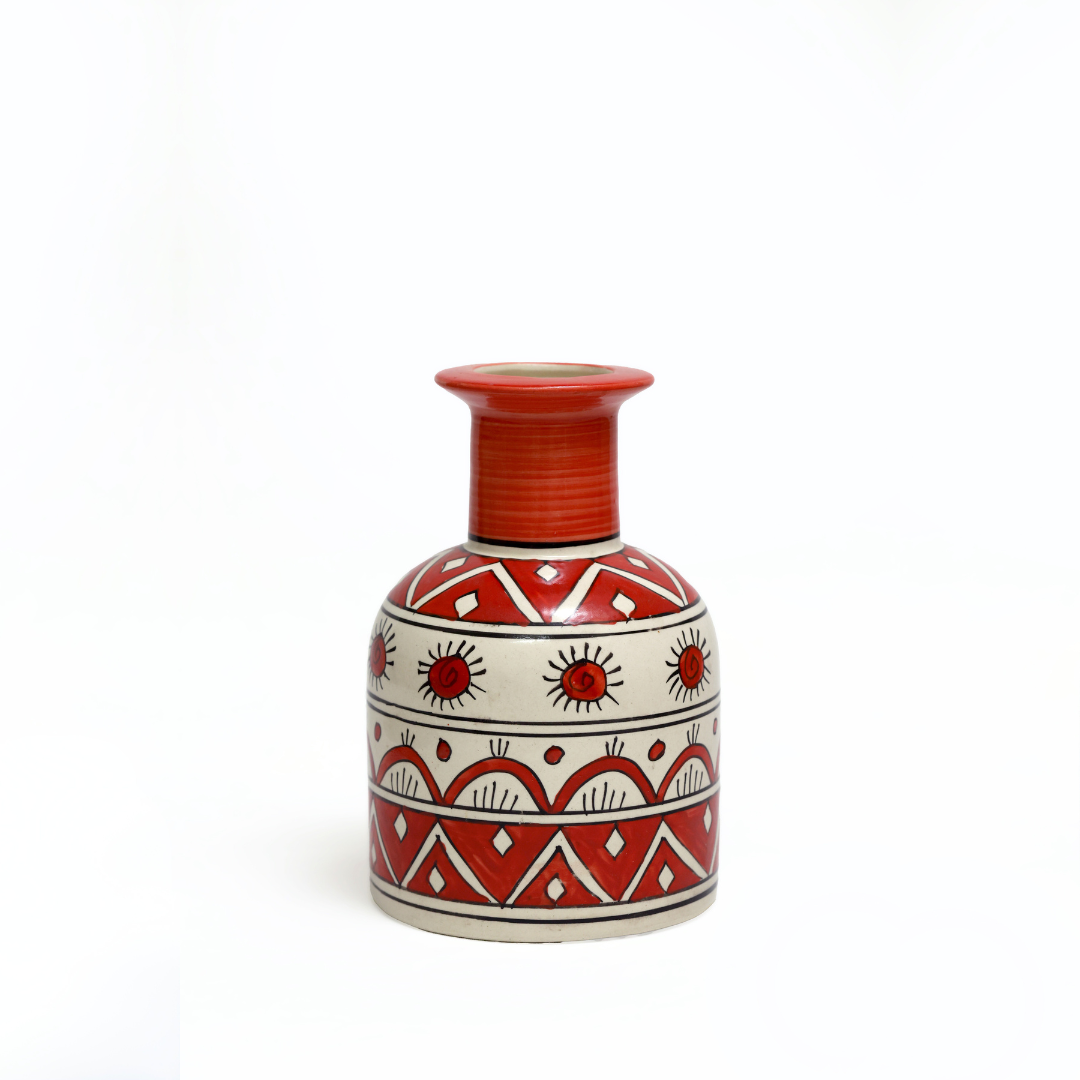 Vasant Phool-Dan: A Vibrant Jaipur Pottery Hand Painted Ceramic Vase