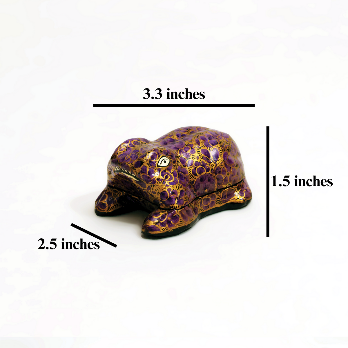 Amethyst: Naqsh-e-Angoori Dan - A violet frog shaped kashmiri trinket case.