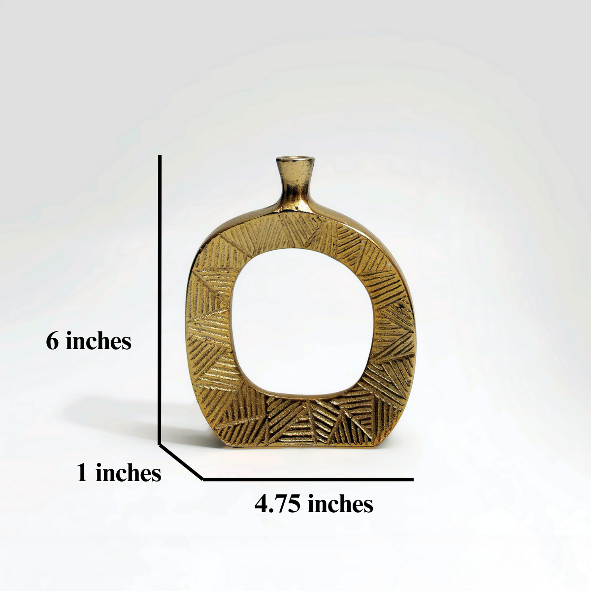 Crest: A Geometric Style Neoclassical Small Metal Vase in Gold Finish - Modern Minimalism Meets Ancient Geometry