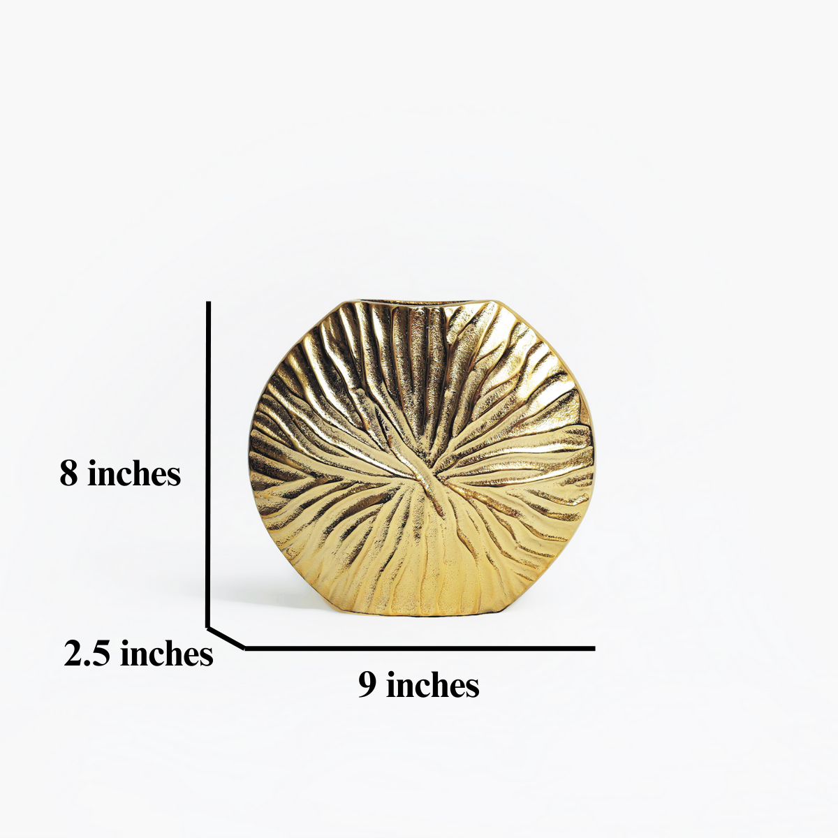 Glimmer: An Aurelian Golden Metal Vase in Neoclassical style with Emanating Rays - An Ode to Symmetry and Solar Majesty.