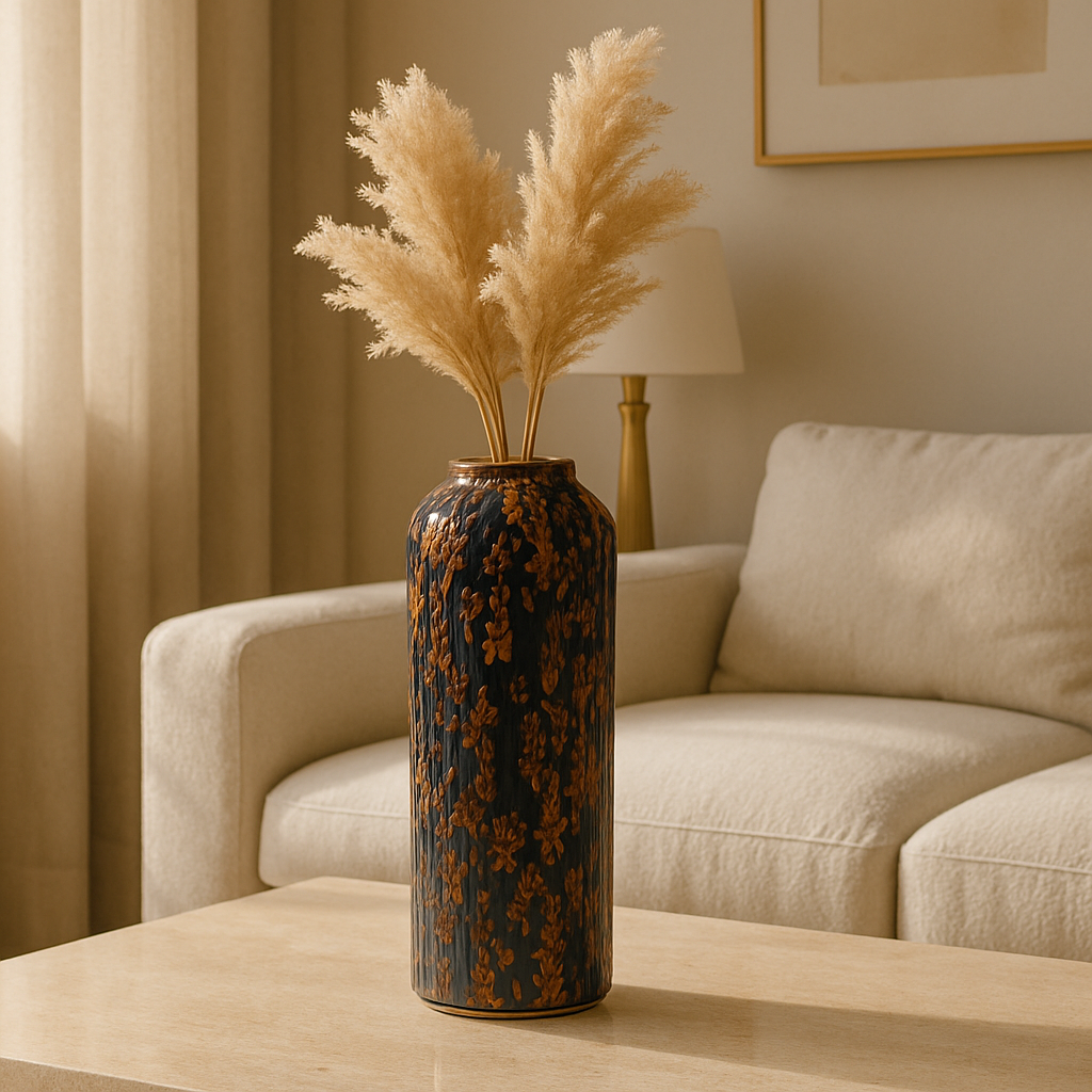Twilight Bloom Ceramic Vase: An Abstract Symphony of Dusk and Dawn.