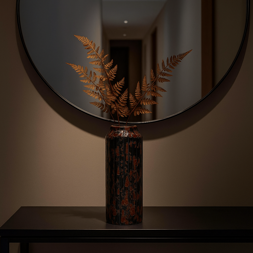 Twilight Bloom Ceramic Vase: An Abstract Symphony of Dusk and Dawn.