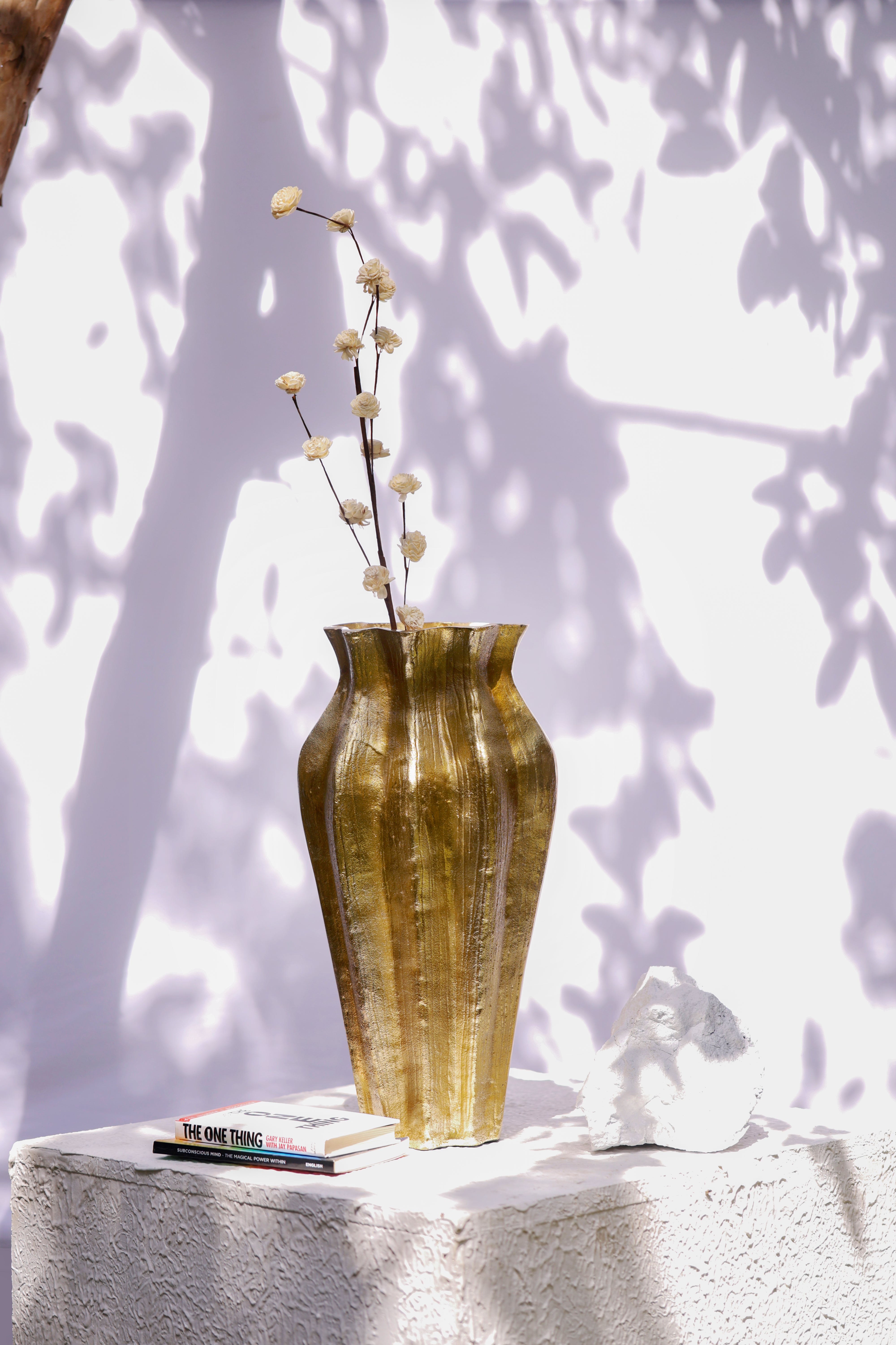 Aurum:  A Modern Echo of Ancient Grandeur in Gold Finish Neoclassical Floor Metal Vase