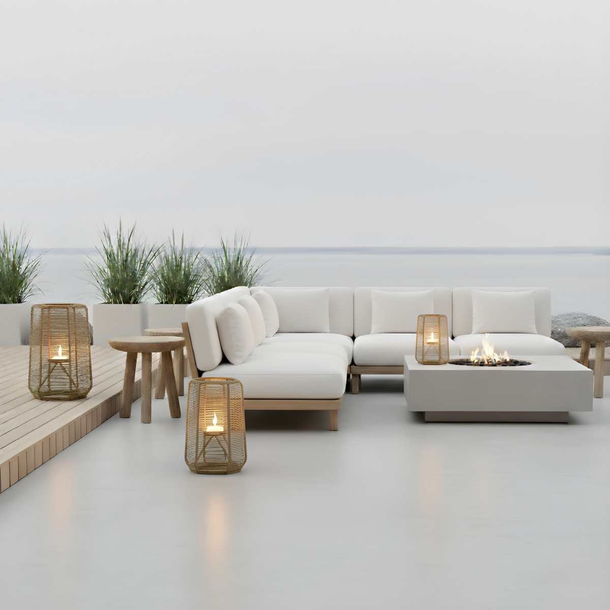 Dusklight Weave: Golden Outdoor Lanterns (Set of 3)