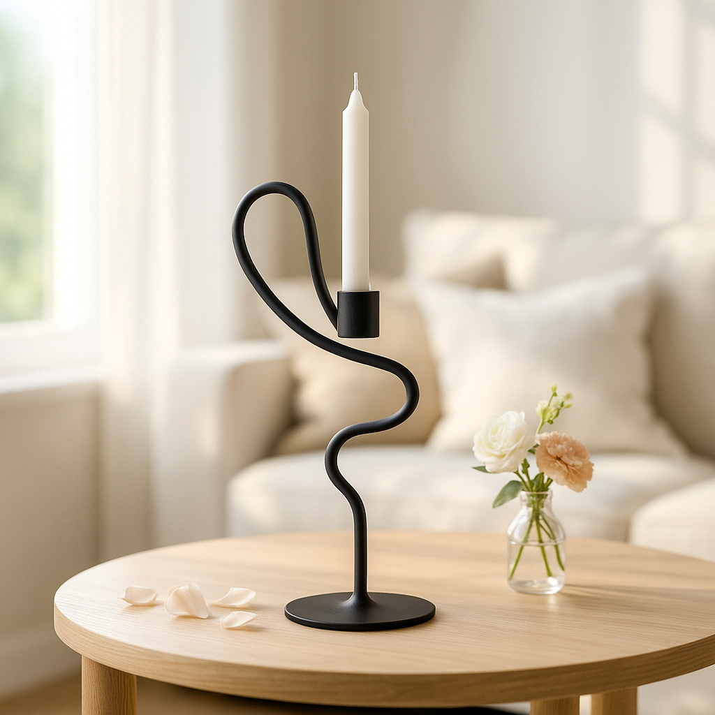 Rivulet Lumina – Flowing Curve Taper Stand in Deep Onyx