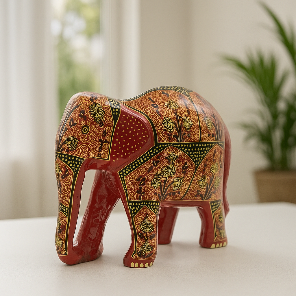 Sindoor: Mehraab-e-Gul Elephant Large- The Fiery Splendor of Kashmiri Craft
