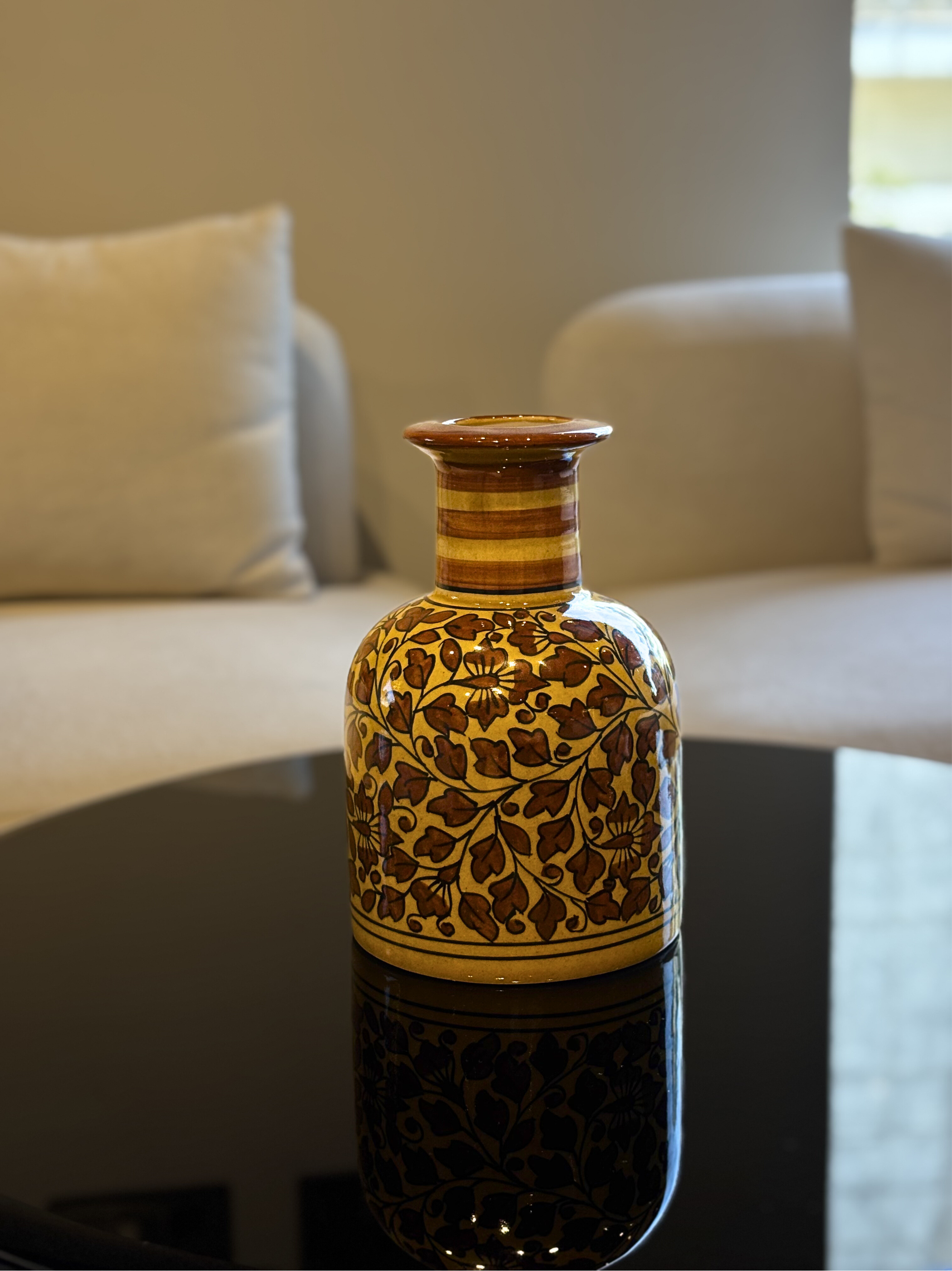 Noor-e-Barg Guldasta: A Testament of Mughal Artistry in Hand Painted Ceramic Vase